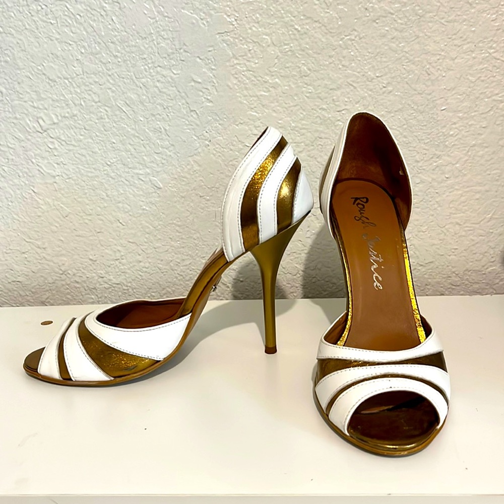 Rough Justice, Italian Peep Toe Heels, Size 7 1/2